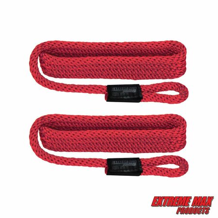 EXTREME MAX Extreme Max 3006.2156 BoatTector Solid Braid MFP Fender Line Value 2-Pack - 3/8" x 5', Red 3006.2156